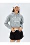 Crop Hooded Sweatshirt College Themed Printed Three Thread Comfortable Fit - 3