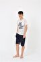 Men's Young Waiter Boy Short Sleeve Cream Combed Cotton Shorts Pajama Set 20377 - 4