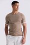 Beige Slim Fit Knitwear Crew Neck T-Shirt