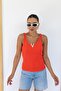 Halter Neck Pomegranate Blouse - Accessory Detailed - 2