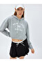 Crop Hooded Sweatshirt College Themed Printed Three Thread Comfortable Fit - 2