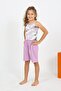 Girl's Rope Strap Shorts Combed Cotton Lilac Pajamas Set 20430