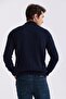 Navy Blue Slim Fit Half Fisherman Knitwear Sweater - 4