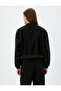 Crop Stoned Bomber Jacket Round Neck Pocket Zippered - 4