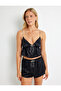 Strappy Satin Pajama Top with Shiny Metallic Bow Detail - 3