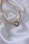 Den235 Brass with Zircon Stone Gold Color Black Enamel Crushed Chain Serenay Necklace