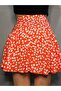 Women's Orange Daisy Mini Shorts Skirt - 3