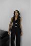 Black Big Gold Buttoned Vest Trousers Set - 7