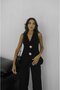 Black Big Gold Buttoned Vest Trousers Set - 5