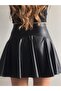 Women's Black Leather Mini Shorts Skirt - 3