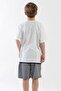 Crew Neck Short Sleeve Ecru Black Color Boy's Suit - 6
