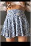 Women's Blue Floral Crispy Pattern Mini Shorts Skirt - 3