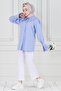 Pleated Shirt with Sleeves -Baby Blue - 2