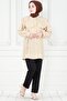 Cape-Beige Tunic with Pearls - 3