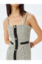 Mini Dress Sleeveless with Houndstooth Detail and Buttoned Pockets - 5