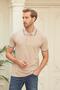 Slim Fit Plain Men's Beige Polo Neck T-Shirt - 6
