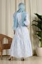 Star Patterned Dress-Baby Blue - 5