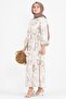Floral Embossed Patterned Linen Dress-Vison - 3