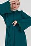 Pearl Detailed Waist Belted Ferace - Petrol - 4