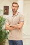 Slim Fit Plain Men's Beige Polo Neck T-Shirt