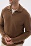 Half Zip Thessaloniki Knit Regular Fit Cotton Men's Brown Knitwear Sweater - 4