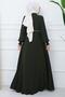 Embroidered Mevlana Ferace Khaki HM2359 - 6