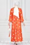 Polka Dot Princess Model Dress-Orange - 5