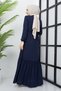 Navy Blue Ferace with Drawstring Detail - 5