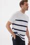 Limited Striped Crew Neck Rayon Men's Ecru Knitwear T-Shirt - 4