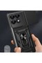 Poco F6 Pro Case Magnetic Stand Camera Protection Zore Sliding Vega Cover - Black - 4