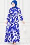Geometric Patterned Dress-Saks Blue - 2