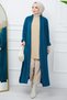 Shawl Collar Pocket Knitwear Cardigan Petrol HM2243 - 2