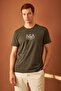 Comfort Fit Printed Men's Khaki T-Shirt Mars14