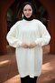 Balon Sleeve Knitwear Tunic Cream Hm2519 - 4