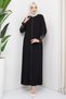 Embroidered Plus Size Abaya Black HM2307 - 4
