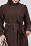 Shura Corded Hijab Dress-Brown - 4