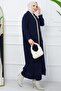 Shawl Collar Pocket Knitwear Cardigan Navy Blue HM2243 - 2