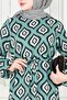 Skirt Ruffle Ikat Pattern Viscon Dress-Mint Green - 4