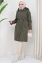 Fur Coat with Ornamental Pockets Khaki HM2322 - 7