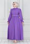 Belted Hijab Dress-Purple