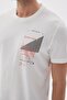 Comfort Fit Printed Men's Ecru T-Shirt Mars16 - 3