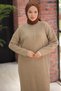 Ribbed Half-Zip Knitwear Dress Mink Hm2520 - 3