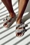 White Genuine Leather Point Slippers