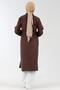 Waist Tie-Detail Melton Coat - Brown - 5