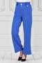 Wide-Leg Trousers with Pearl Brooch and Wide-Leg Pattern - Blue - 3