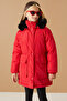 Red Hooded Girl's Coat with Pockets 19065 - 3
