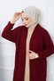 Shawl Collar Pocket Knitwear Cardigan Claret Red HM2243 - 6