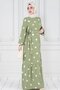 Polka Dot Belted Hijab Dress-White