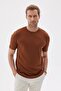 Limited Plain Short Sleeve Rayon Men's Brown Knitwear T-Shirt