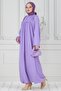 Ruffled Robe Bürümcük Dress-Lilac - 3